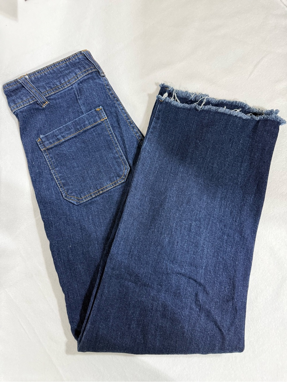 OAT New York Raw Edge Wide Leg Jeans in dark wash 0/25